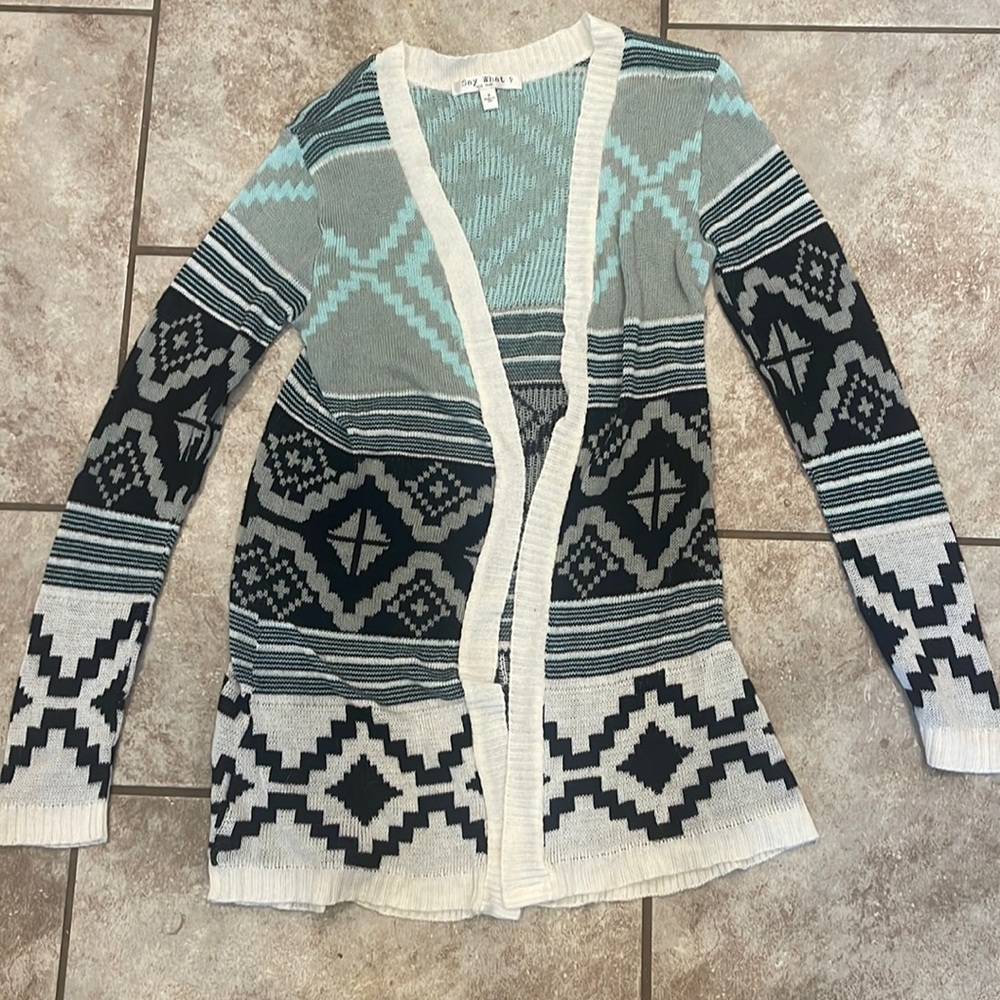 Printed cardigan sweater